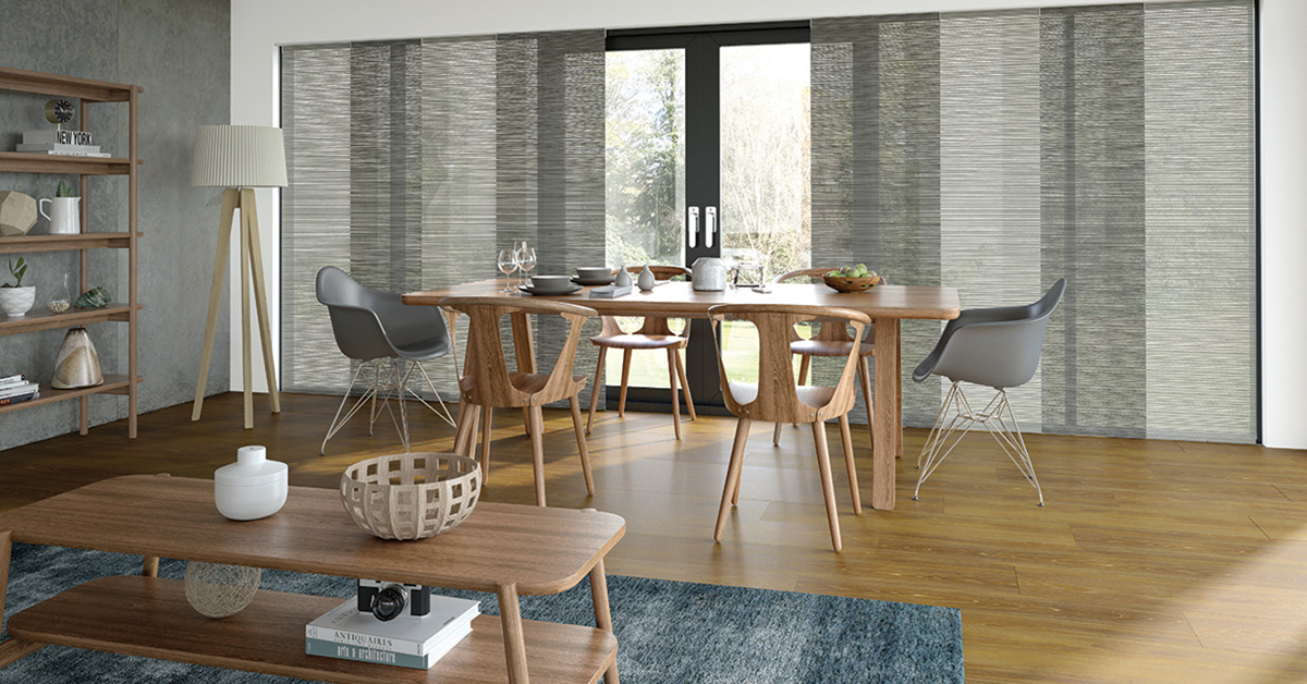 Grey Panel Blinds on sliding doors